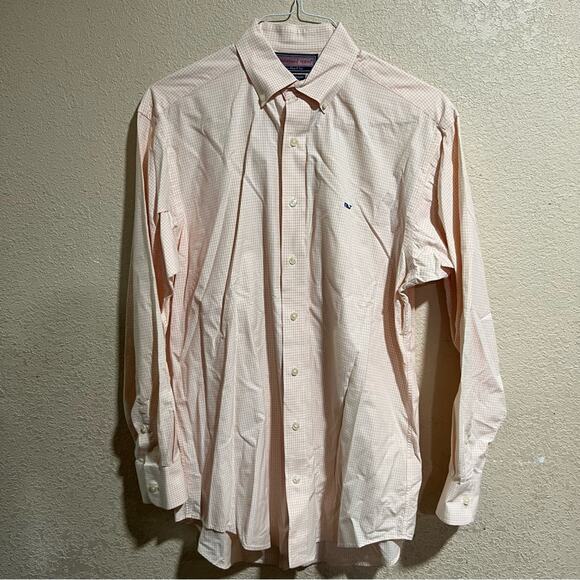 Vineyard Vines by Shep & lan Classic Fit Tucker Shirt orange White gingham plaid - Picture 1 of 6